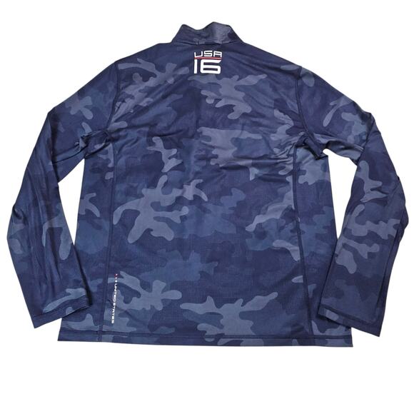 RLX Ralph Lauren Shirt Mens Medium Blue Camo US Ryder Cup Team Pullover 2016 - Picture 4 of 16